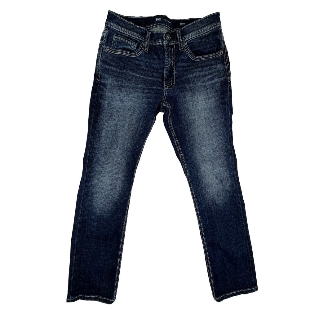 BKE Jake Straight Jeans Men's Sz 30x30 Dark Wash Stretch Denim Cell Phone Pocket